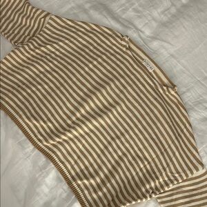 Boheme Tan and White Striped Cotton Sweater